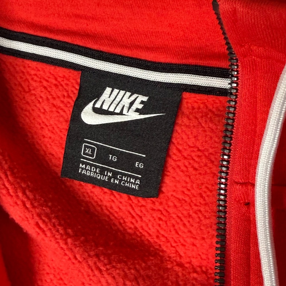 Nike Sportswear Floral Swoosh Quarter Zip Fleece Pullover Red Mens XL Sweatshirt - Picture 4 of 9